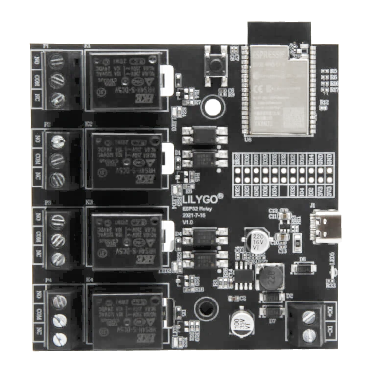 LILYGO ESP32 Relay board used by IMDirector, with four relays and screw terminals